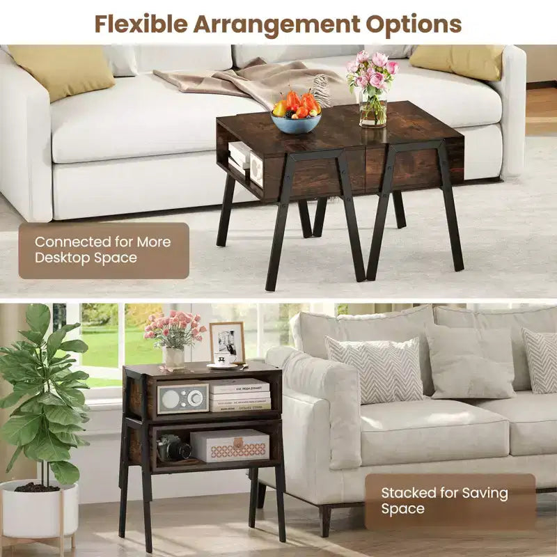Costway Stackable End Table Night Stand Bedside Table Shelf Accent Table