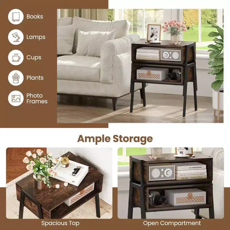 Costway Stackable End Table Night Stand Bedside Table Shelf Accent Table