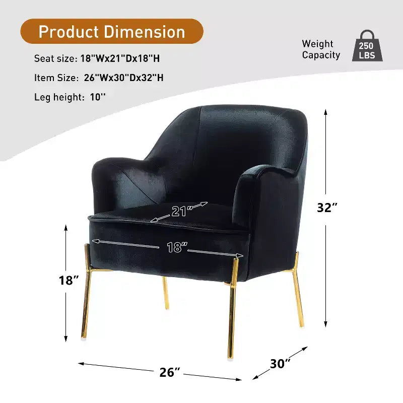 Odo Upholstered Accent Chair Velvet Comfy Living Room Arm Chair | Karat Home