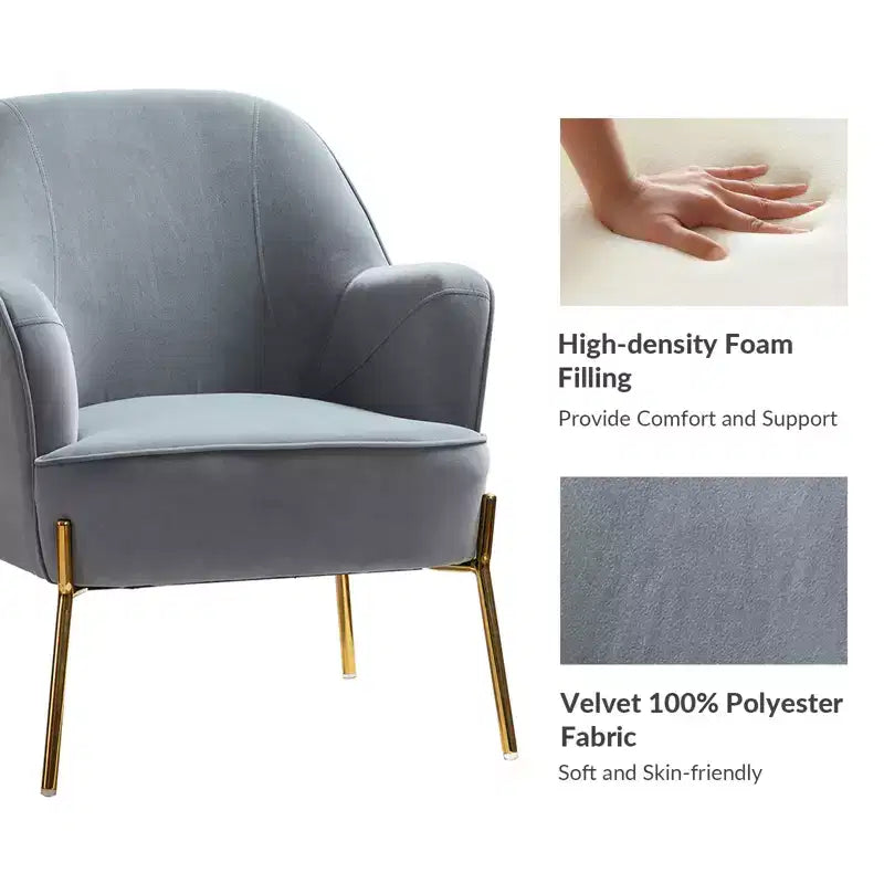 Odo Upholstered Accent Chair Velvet Comfy Living Room Arm Chair | Karat Home