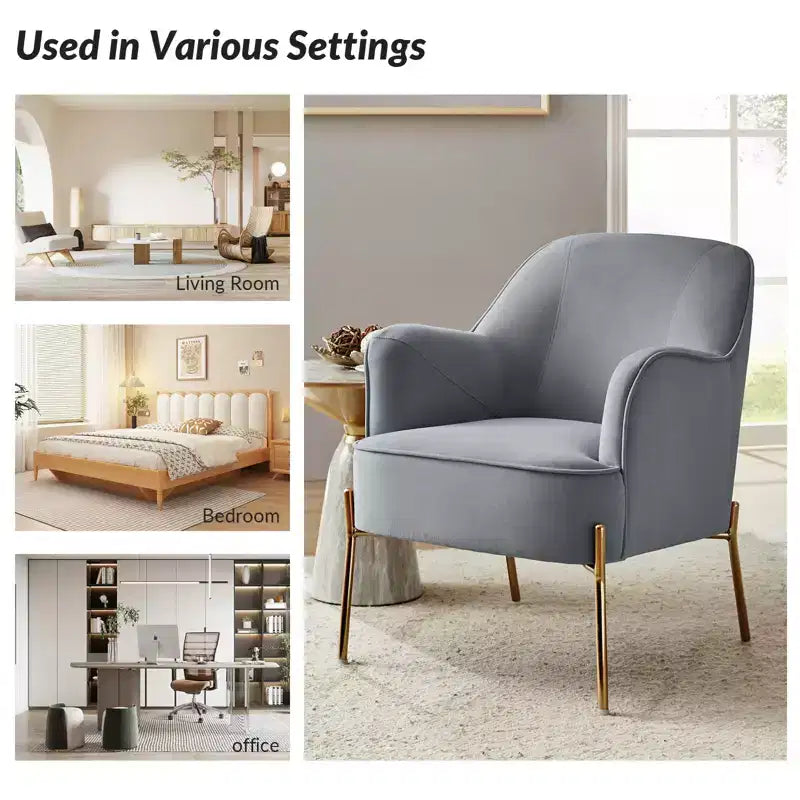 Odo Upholstered Accent Chair Velvet Comfy Living Room Arm Chair | Karat Home