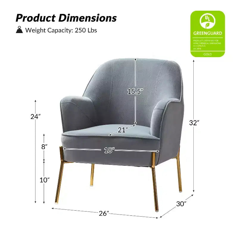 Odo Upholstered Accent Chair Velvet Comfy Living Room Arm Chair | Karat Home