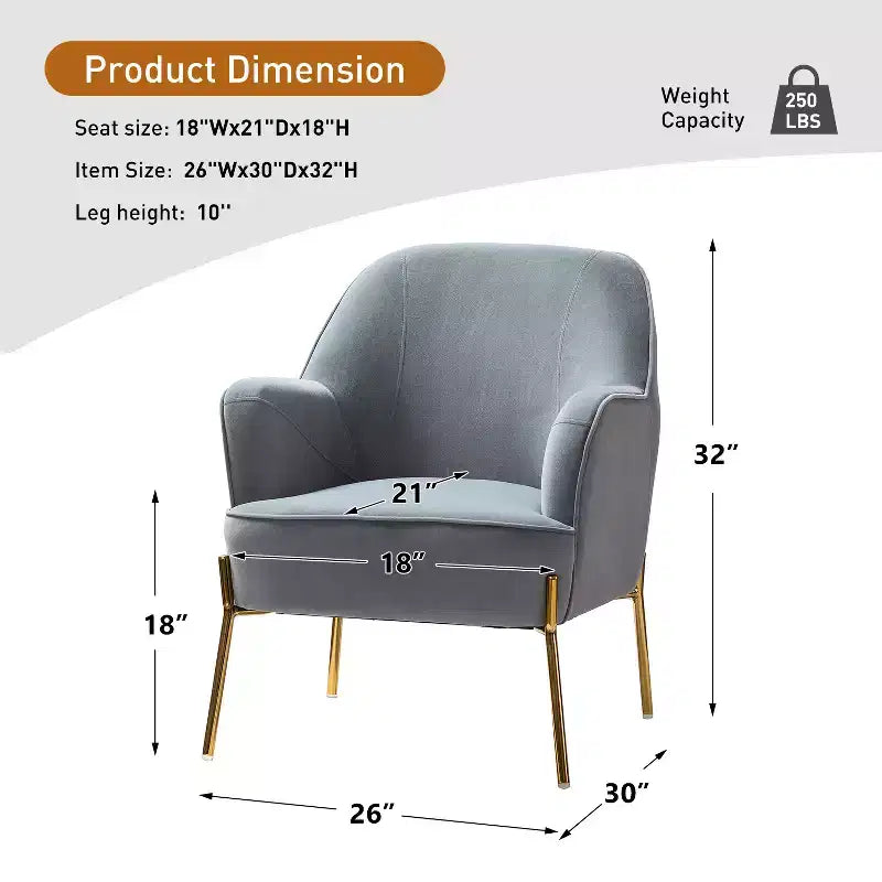 Odo Upholstered Accent Chair Velvet Comfy Living Room Arm Chair | Karat Home
