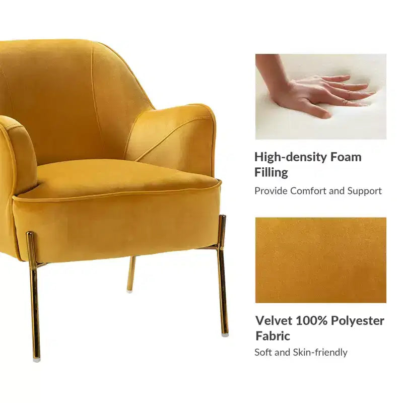 Odo Upholstered Accent Chair Velvet Comfy Living Room Arm Chair | Karat Home