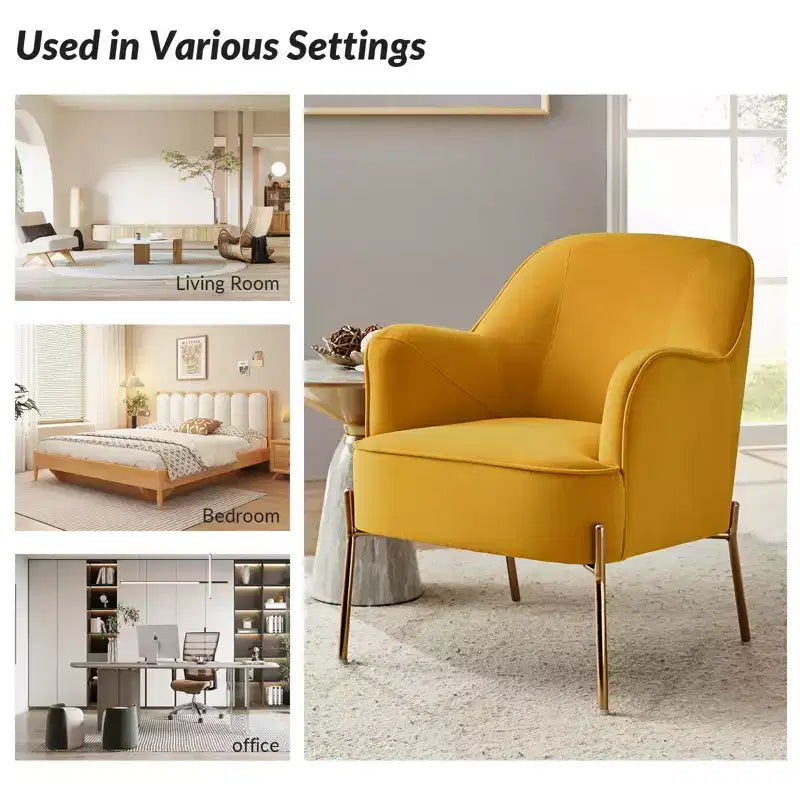 Odo Upholstered Accent Chair Velvet Comfy Living Room Arm Chair | Karat Home