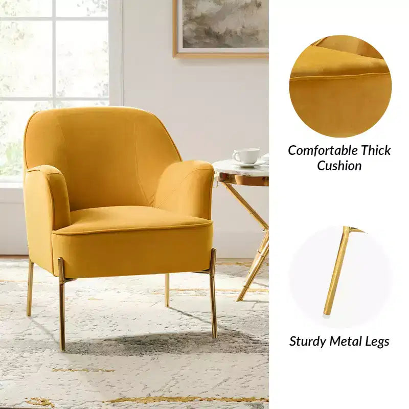 Odo Upholstered Accent Chair Velvet Comfy Living Room Arm Chair | Karat Home
