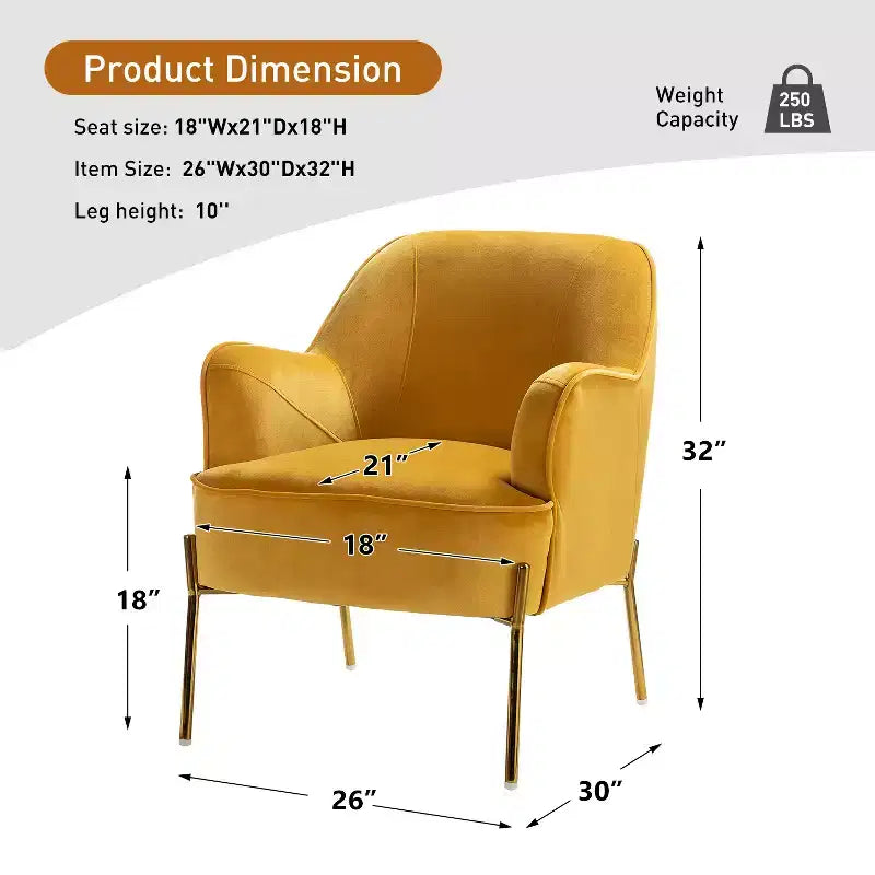 Odo Upholstered Accent Chair Velvet Comfy Living Room Arm Chair | Karat Home