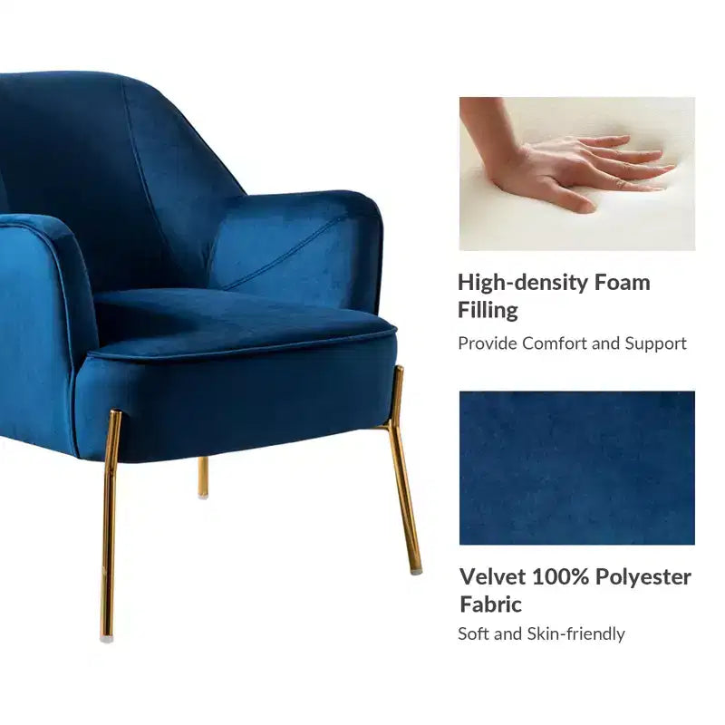Odo Upholstered Accent Chair Velvet Comfy Living Room Arm Chair | Karat Home