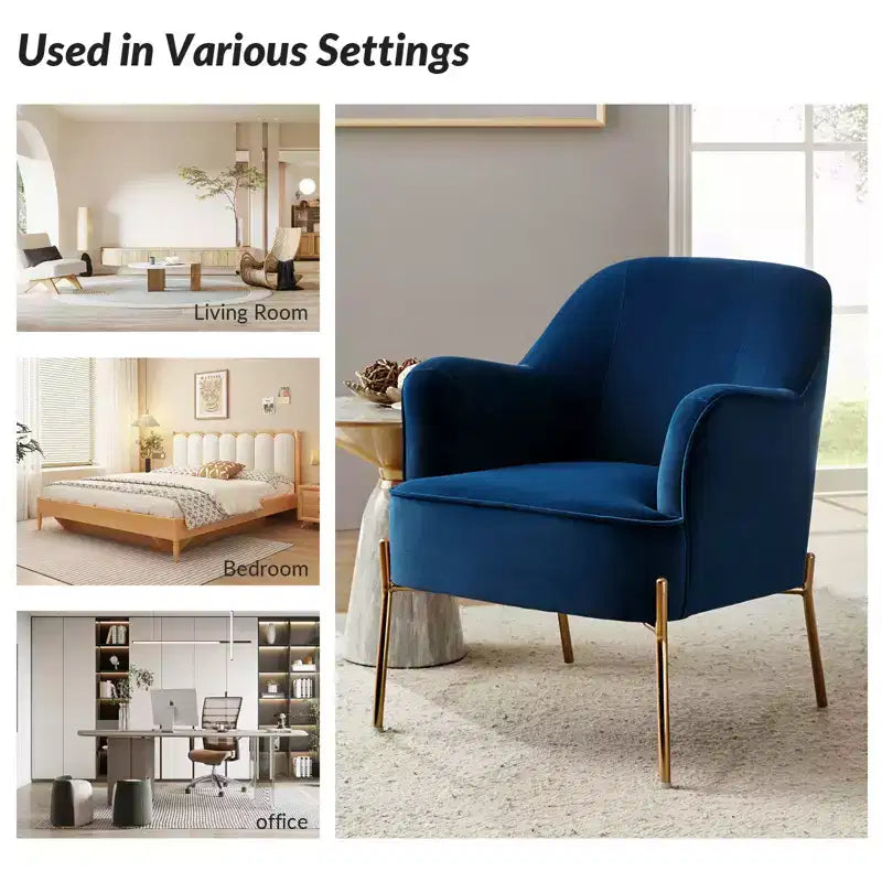 Odo Upholstered Accent Chair Velvet Comfy Living Room Arm Chair | Karat Home