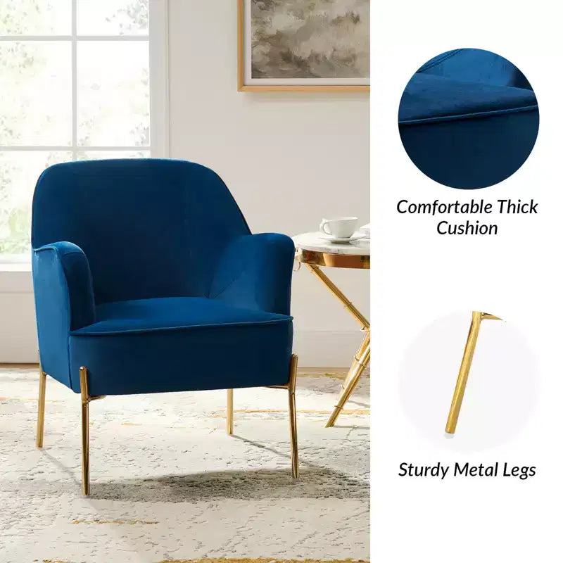 Odo Upholstered Accent Chair Velvet Comfy Living Room Arm Chair | Karat Home