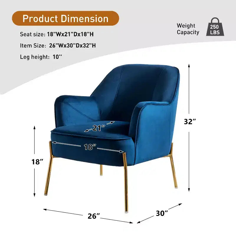 Odo Upholstered Accent Chair Velvet Comfy Living Room Arm Chair | Karat Home