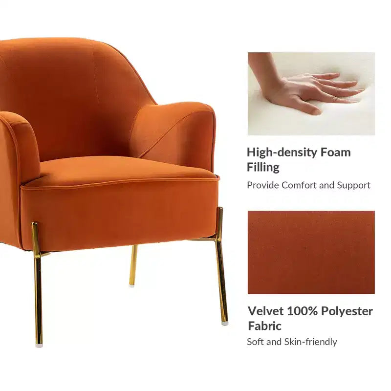 Odo Upholstered Accent Chair Velvet Comfy Living Room Arm Chair | Karat Home