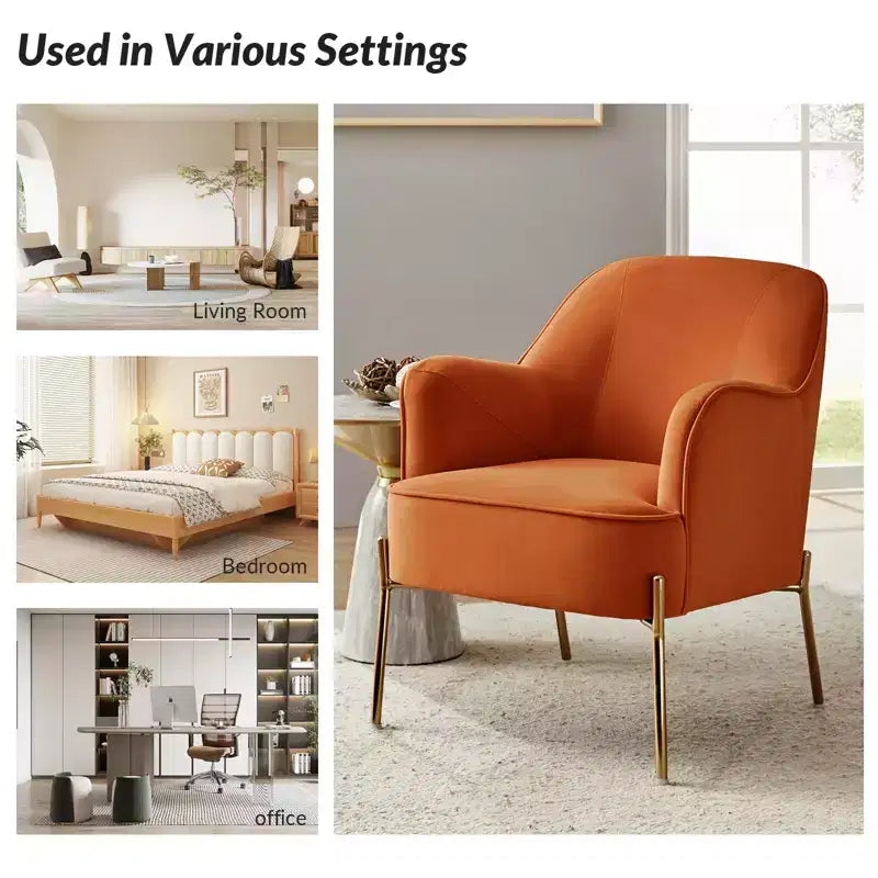 Odo Upholstered Accent Chair Velvet Comfy Living Room Arm Chair | Karat Home