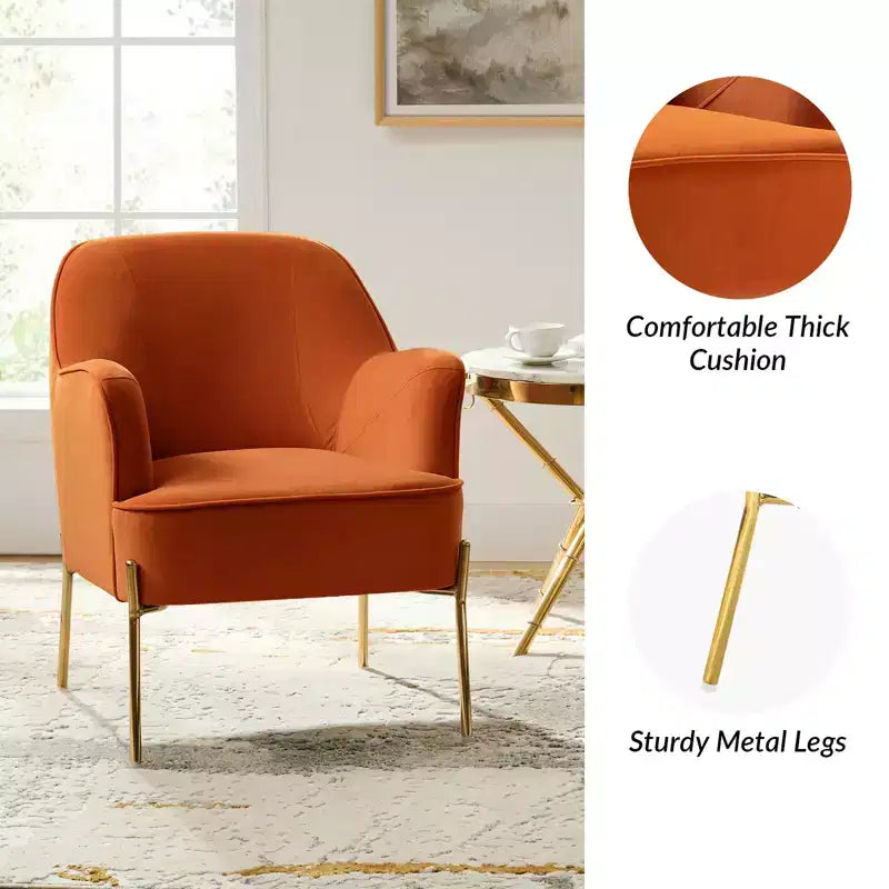 Odo Upholstered Accent Chair Velvet Comfy Living Room Arm Chair | Karat Home