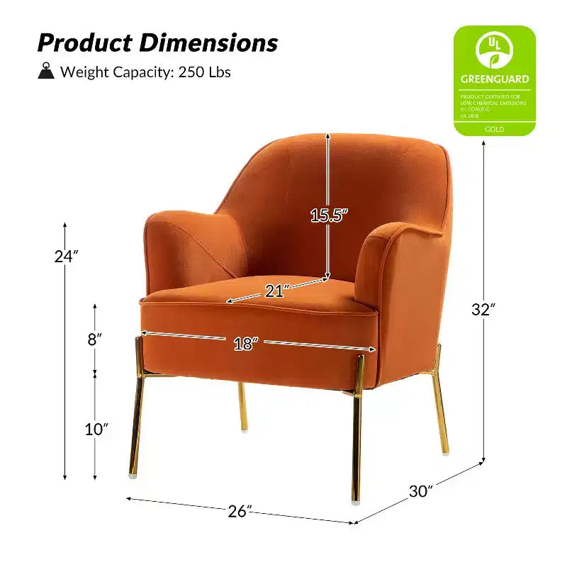 Odo Upholstered Accent Chair Velvet Comfy Living Room Arm Chair | Karat Home