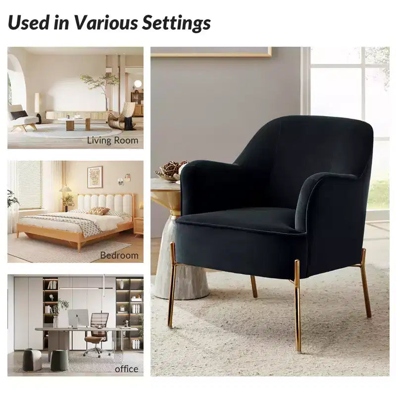 Odo Upholstered Accent Chair Velvet Comfy Living Room Arm Chair | Karat Home