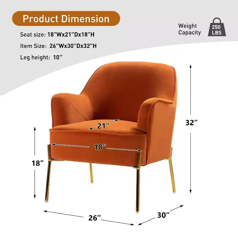 Odo Upholstered Accent Chair Velvet Comfy Living Room Arm Chair | Karat Home