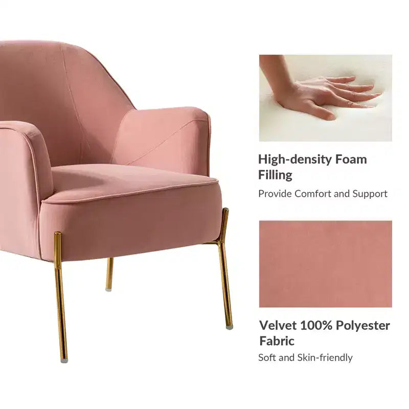 Odo Upholstered Accent Chair Velvet Comfy Living Room Arm Chair | Karat Home