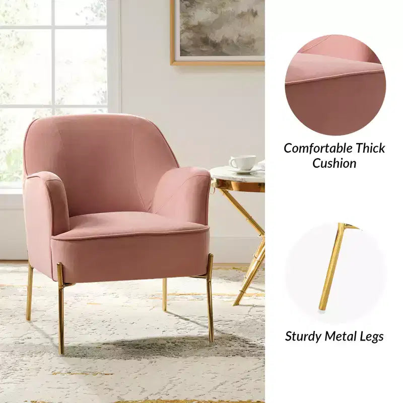 Odo Upholstered Accent Chair Velvet Comfy Living Room Arm Chair | Karat Home