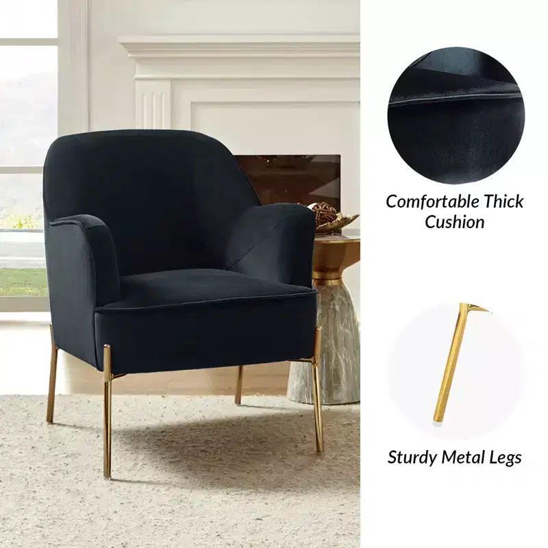 Odo Upholstered Accent Chair Velvet Comfy Living Room Arm Chair | Karat Home