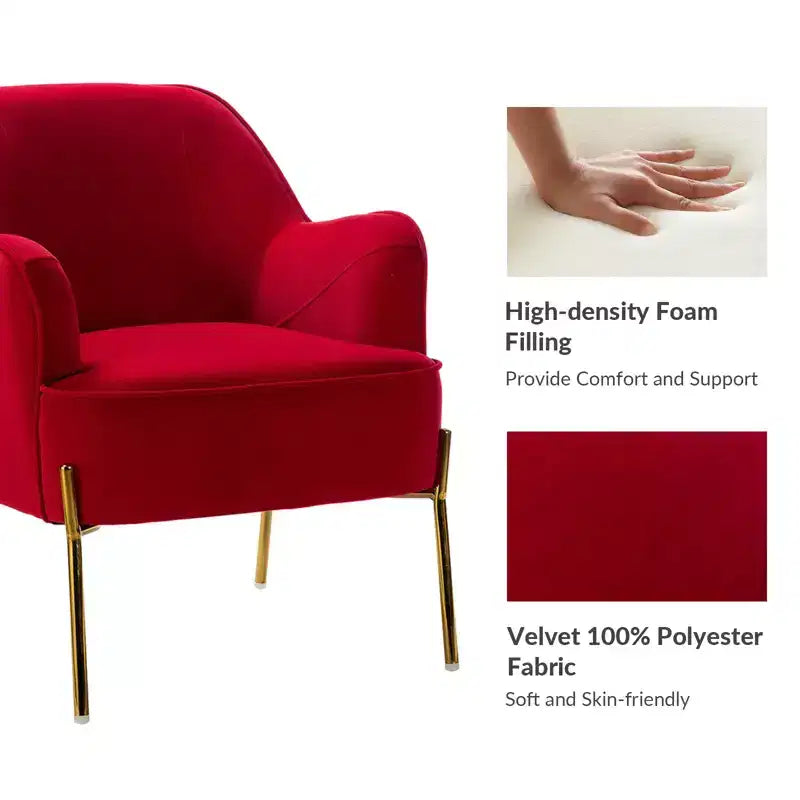 Odo Upholstered Accent Chair Velvet Comfy Living Room Arm Chair | Karat Home
