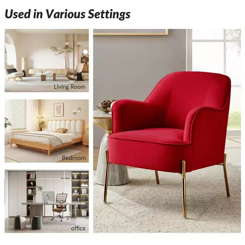 Odo Upholstered Accent Chair Velvet Comfy Living Room Arm Chair | Karat Home