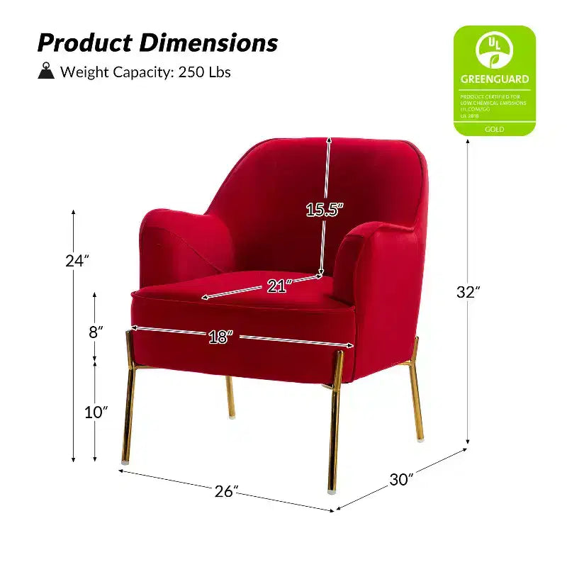 Odo Upholstered Accent Chair Velvet Comfy Living Room Arm Chair | Karat Home