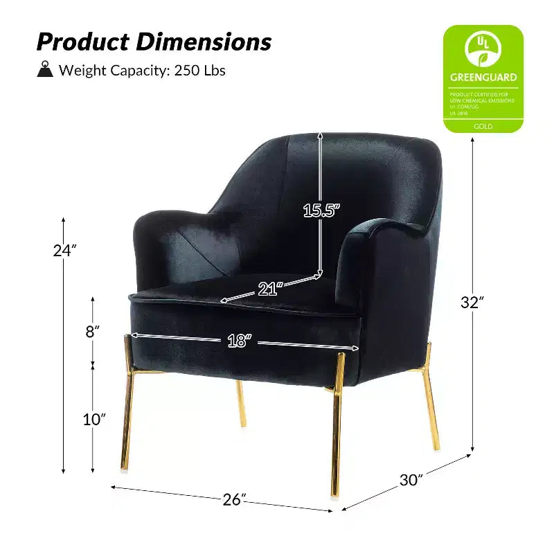 Odo Upholstered Accent Chair Velvet Comfy Living Room Arm Chair | Karat Home