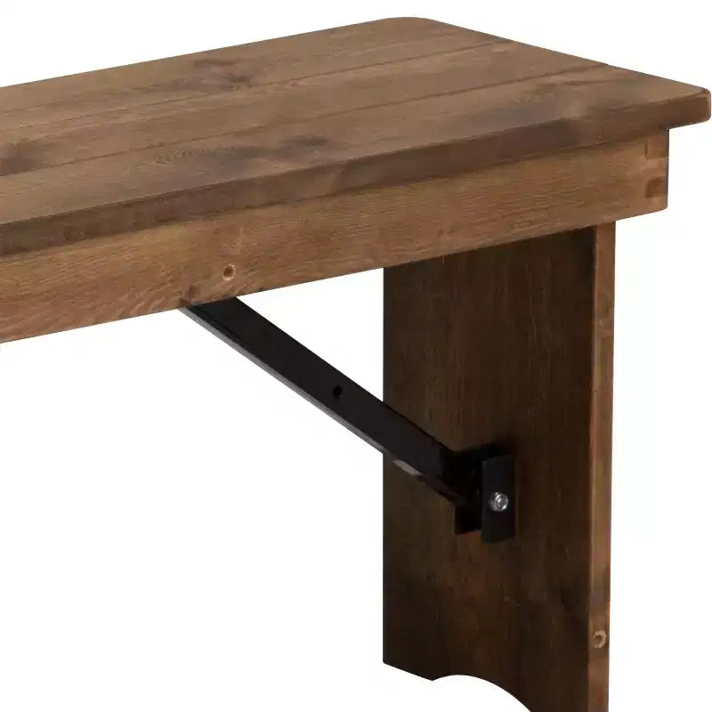 Merrick Lane Antique Solid Pine Folding Farmhouse Style Bench