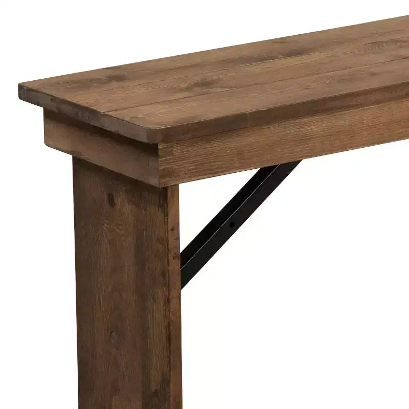 Merrick Lane Antique Solid Pine Folding Farmhouse Style Bench