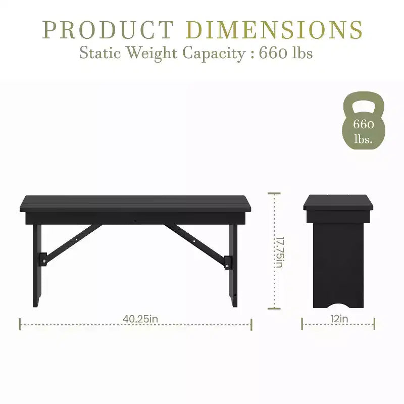 Merrick Lane Antique Solid Pine Folding Farmhouse Style Bench