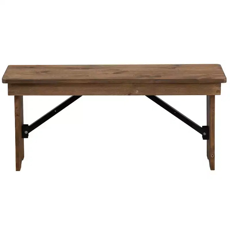 Merrick Lane Antique Solid Pine Folding Farmhouse Style Bench