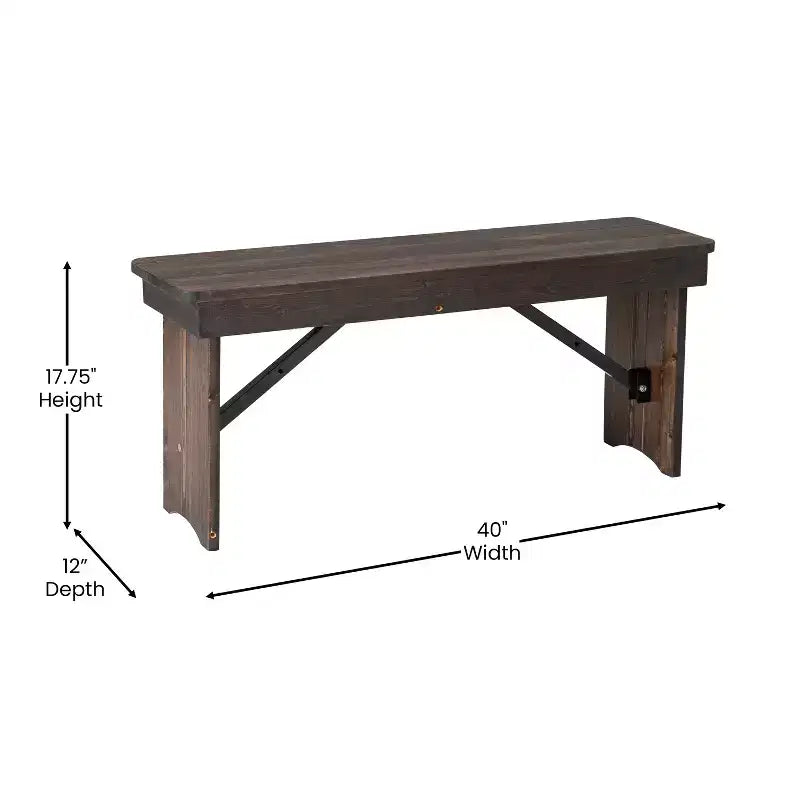 Merrick Lane Antique Solid Pine Folding Farmhouse Style Bench