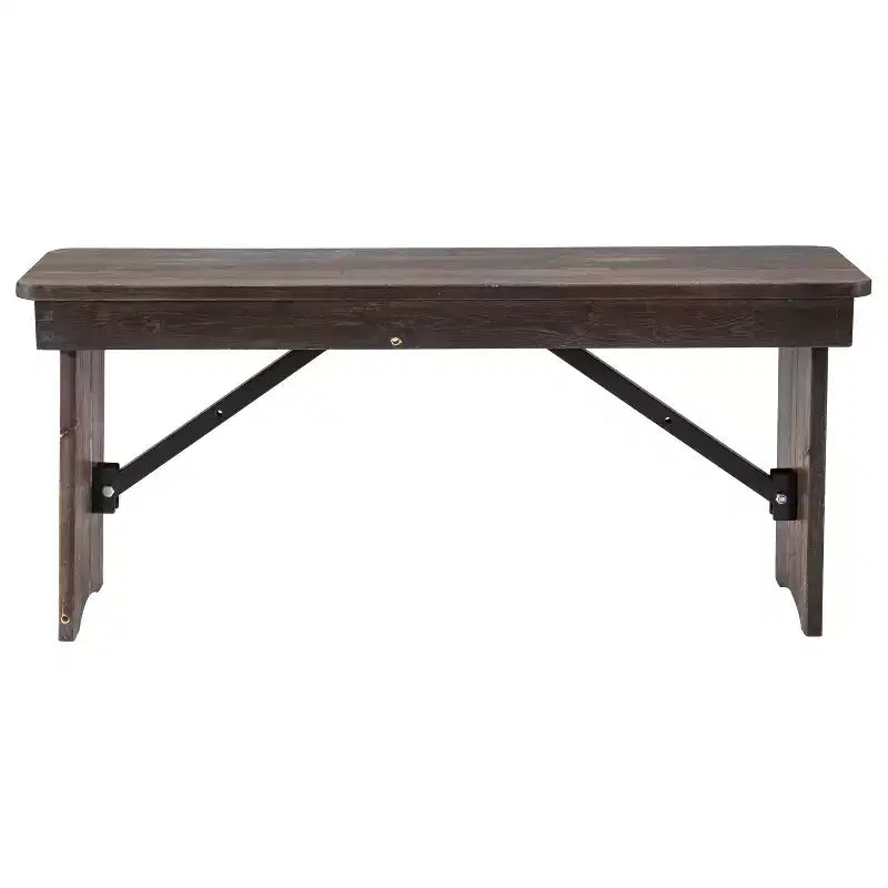 Merrick Lane Antique Solid Pine Folding Farmhouse Style Bench