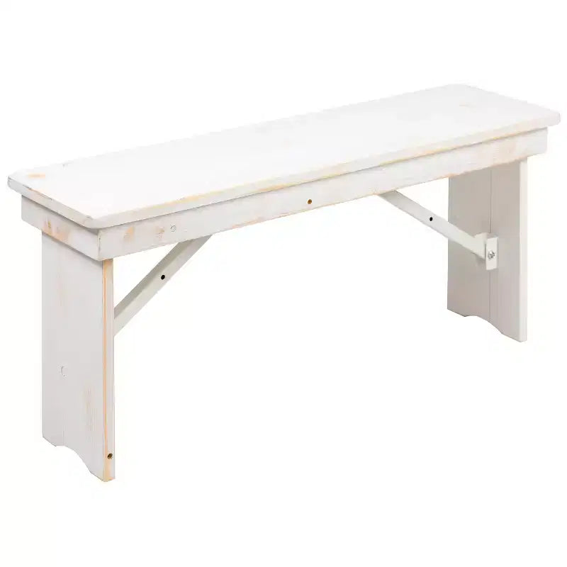 Merrick Lane Antique Solid Pine Folding Farmhouse Style Bench