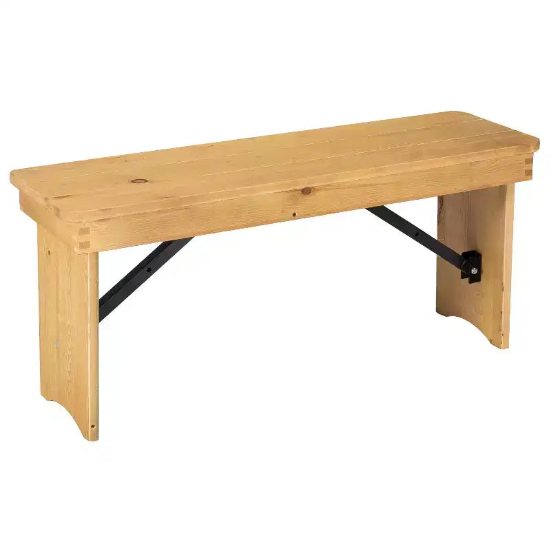 Merrick Lane Antique Solid Pine Folding Farmhouse Style Bench