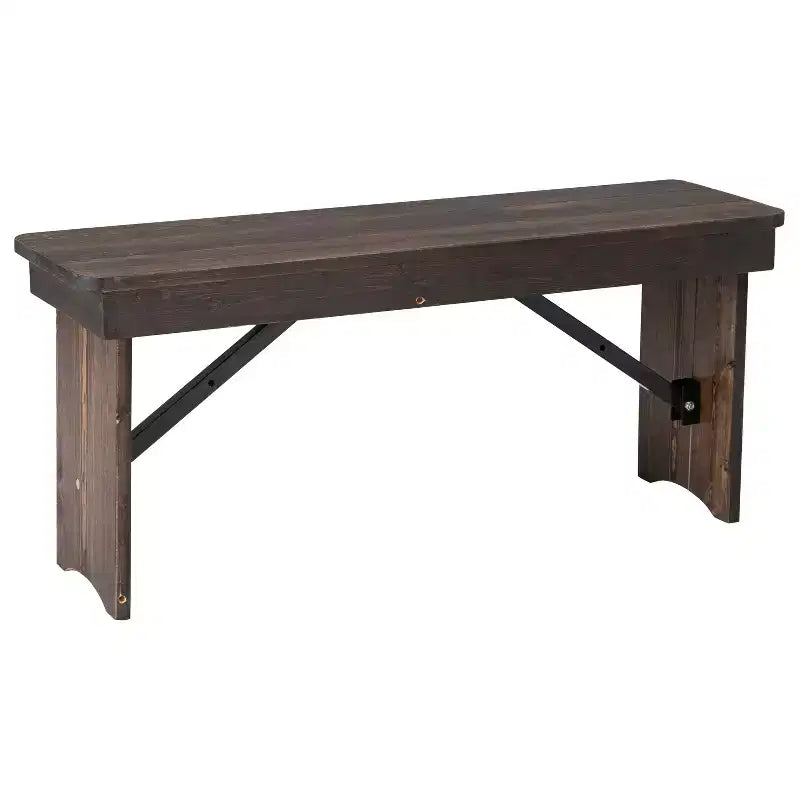 Merrick Lane Antique Solid Pine Folding Farmhouse Style Bench