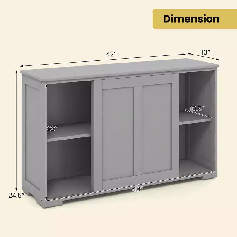 Costway Kitchen Storage Cabinet Sideboard Buffet Cupboard Wood Sliding Door Pantry Black/Gray/Brown/White