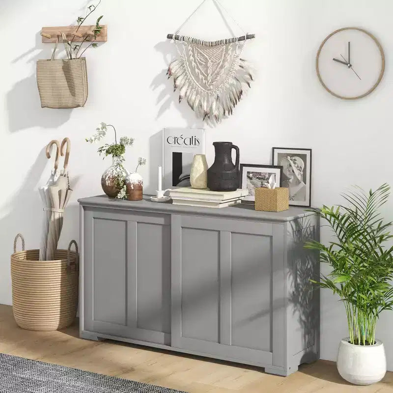 Costway Kitchen Storage Cabinet Sideboard Buffet Cupboard Wood Sliding Door Pantry Black/Gray/Brown/White