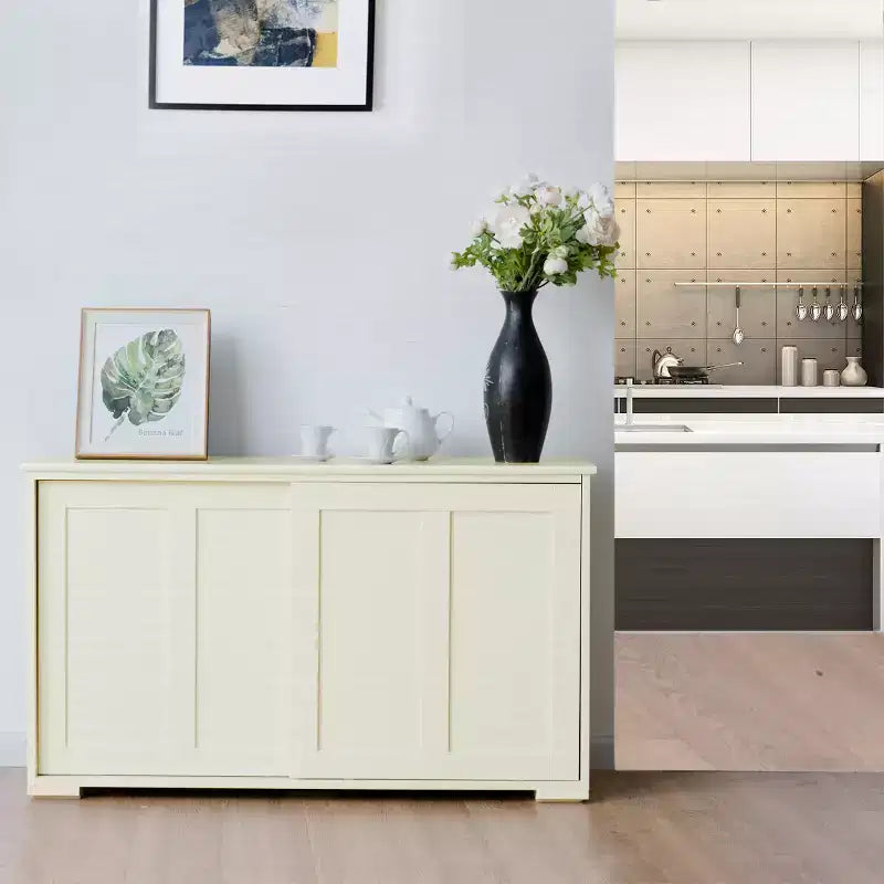 Costway Kitchen Storage Cabinet Sideboard Buffet Cupboard Wood Sliding Door Pantry Black/Gray/Brown/White