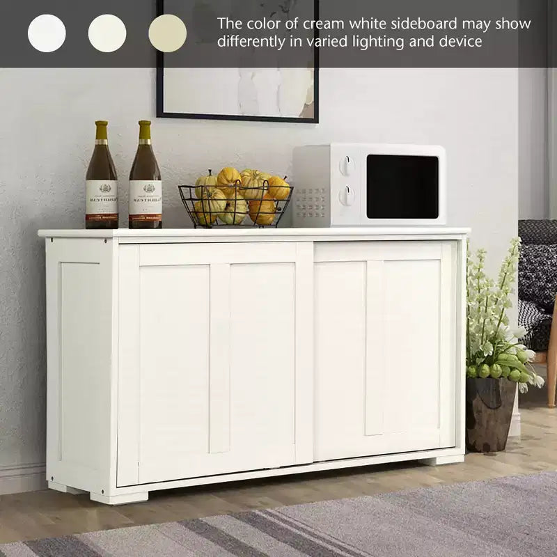 Costway Kitchen Storage Cabinet Sideboard Buffet Cupboard Wood Sliding Door Pantry Black/Gray/Brown/White