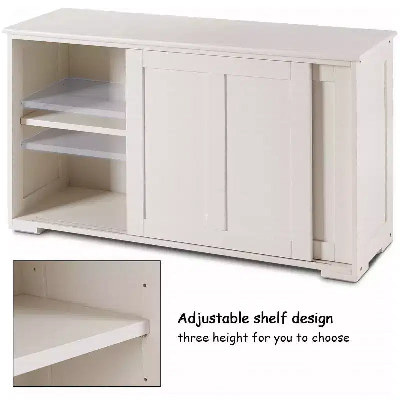 Costway Kitchen Storage Cabinet Sideboard Buffet Cupboard Wood Sliding Door Pantry Black/Gray/Brown/White